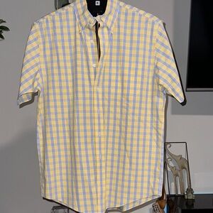 Brooks Brothers Yellow and Light Blue Checkered Shirt